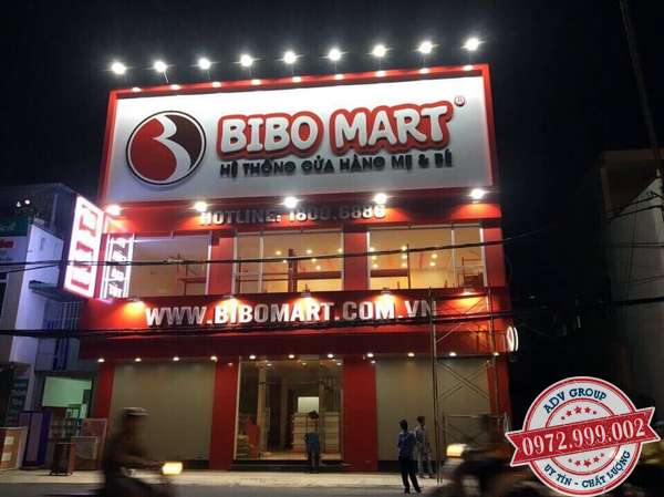 1. bảng hiệu Alu chữ mica hút nổi bibo Mart 