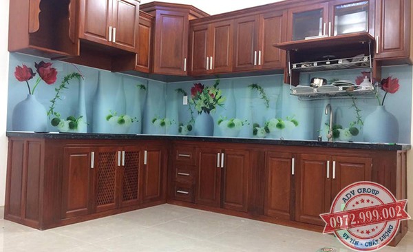 Báo giá kính ốp bếp, kính sơn màu, kính sơn 3D giá rẻ 2020 9 kính ốp bếp in 3D hoa tươi