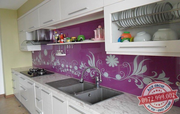 9 Mẫu kính ốp bếp In 3D hoa văn đẹp