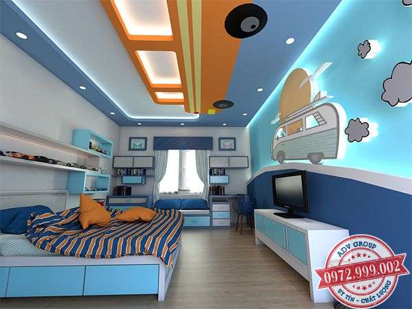 Báo giá thi công trần thạch cao đẹp - Giá rẻ Mới nhất 2020 35 Mẫu trần thạch cao phòng ngủ bé trai ngộ nghĩnh