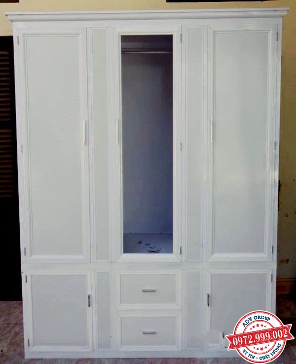 Báo giá tủ nhôm kính, Tủ bếp nhôm kính, tủ kính trưng bày giá rẻ 20 tủ quần áo nhôm kính màu trắng