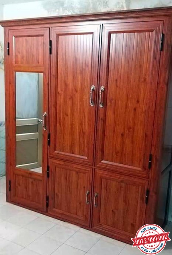 Báo giá tủ nhôm kính, Tủ bếp nhôm kính, tủ kính trưng bày giá rẻ 26 tủ quần áo nhôm kính phối hợp