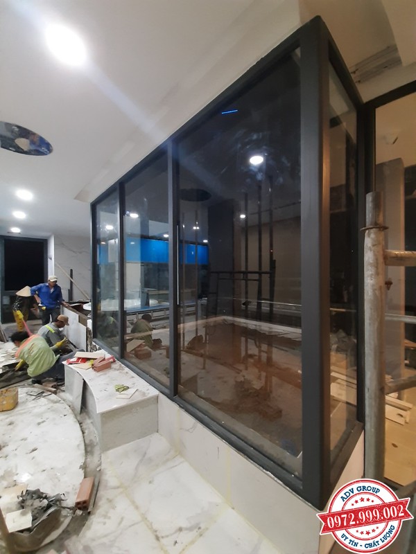 vách kính cố định ô Fix nhôm xingfa kính cường lực