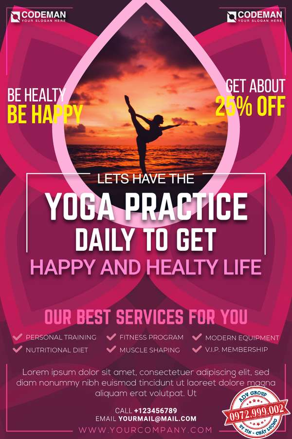 Thết kế poster yoga đẹp mẫu 23